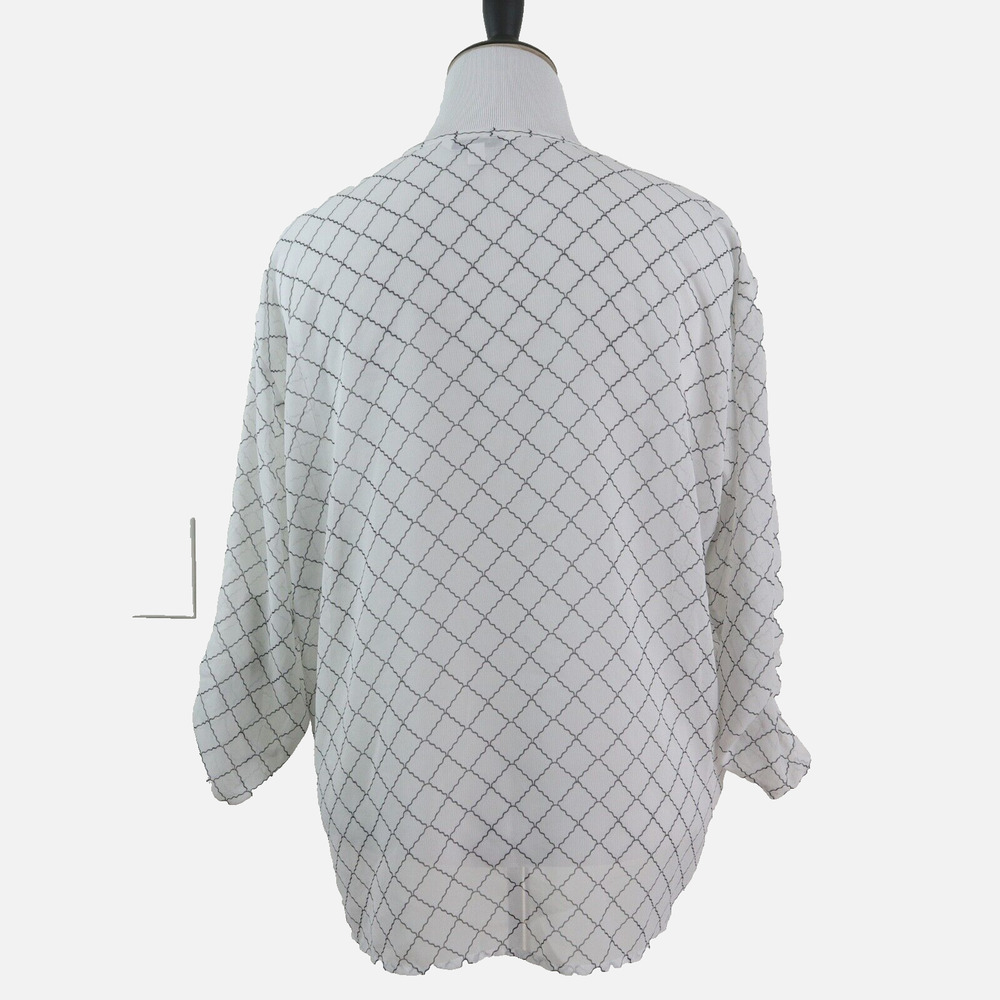 Cabi Size M Chessboard Button Down Blouse 740 Ivory Black Grid Print - Picture 5 of 10